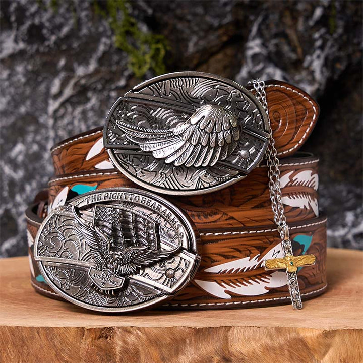 Ensemble de boucles de ceinture à couteau caché Eagle Wings DIY avec collier en croix d'aigle