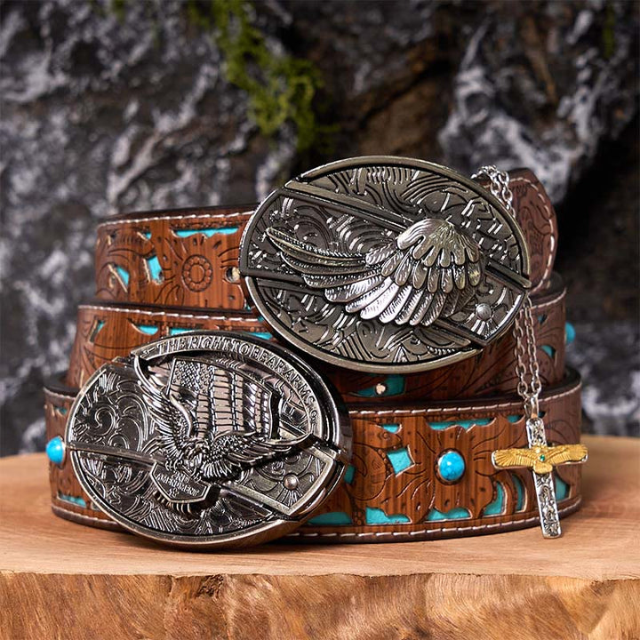 Ensemble de boucles de ceinture à couteau caché Eagle Wings DIY avec collier en croix d'aigle
