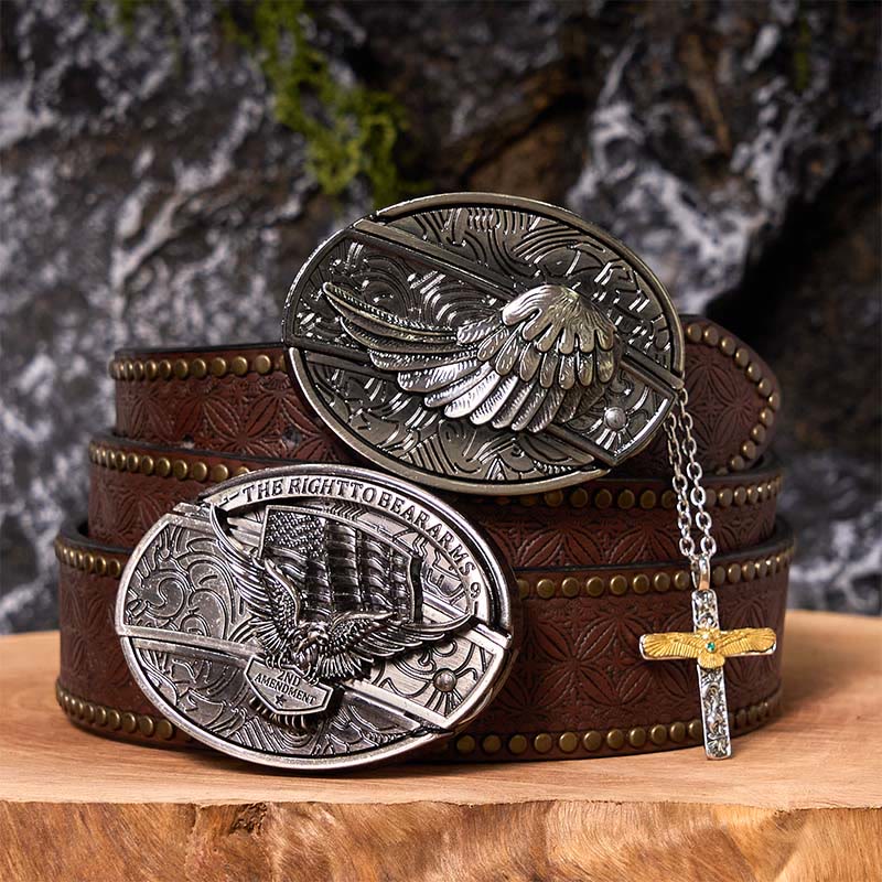 Ensemble de boucles de ceinture à couteau caché Eagle Wings DIY avec collier en croix d'aigle