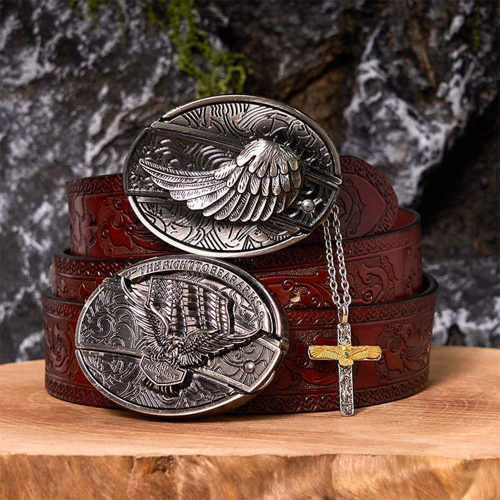 Ensemble de boucles de ceinture à couteau caché Eagle Wings DIY avec collier en croix d'aigle