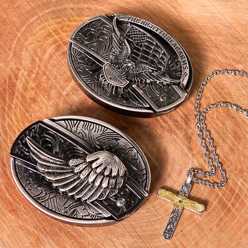 Ensemble de boucles de ceinture à couteau caché Eagle Wings DIY avec collier en croix d'aigle