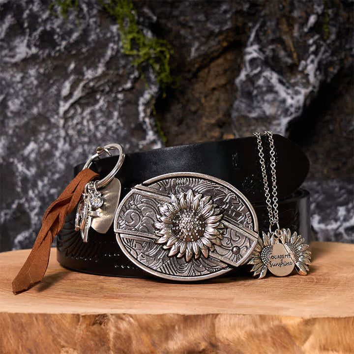 Ensemble de porte-clés, collier et boucle de ceinture à couteau caché DIY Western Sunflower