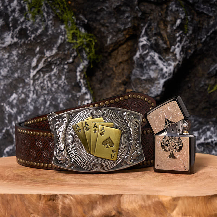 Coffret de bricolage Poker Ace avec couteau caché, boucle de ceinture et briquet Black Ice