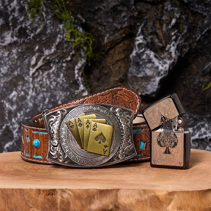 Coffret de bricolage Poker Ace avec couteau caché, boucle de ceinture et briquet Black Ice
