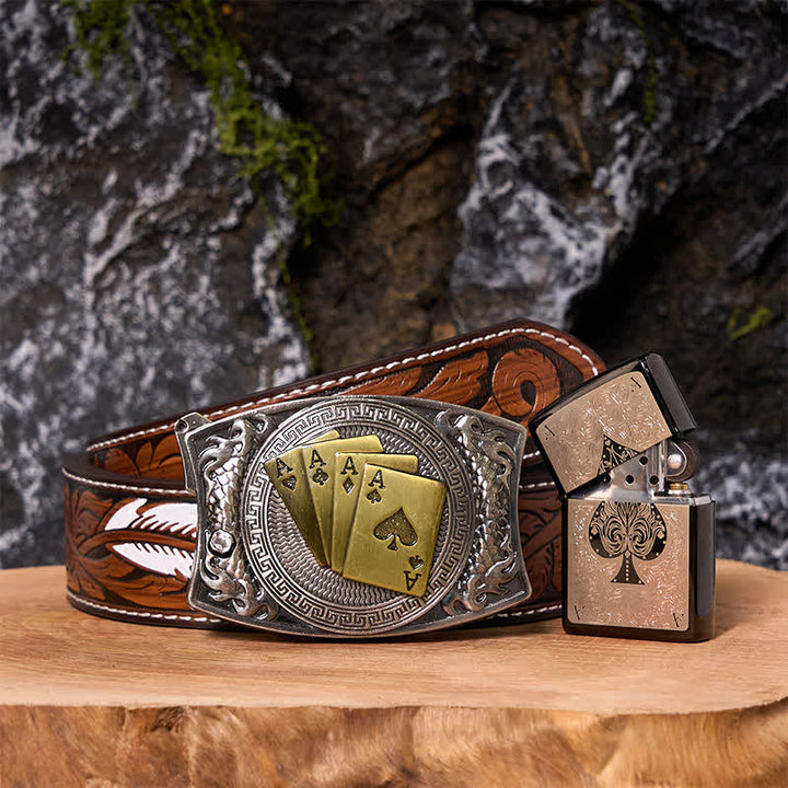 Coffret de bricolage Poker Ace avec couteau caché, boucle de ceinture et briquet Black Ice