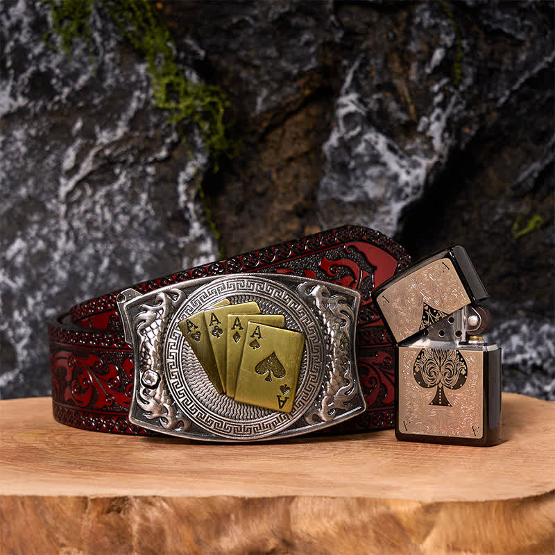 Coffret de bricolage Poker Ace avec couteau caché, boucle de ceinture et briquet Black Ice