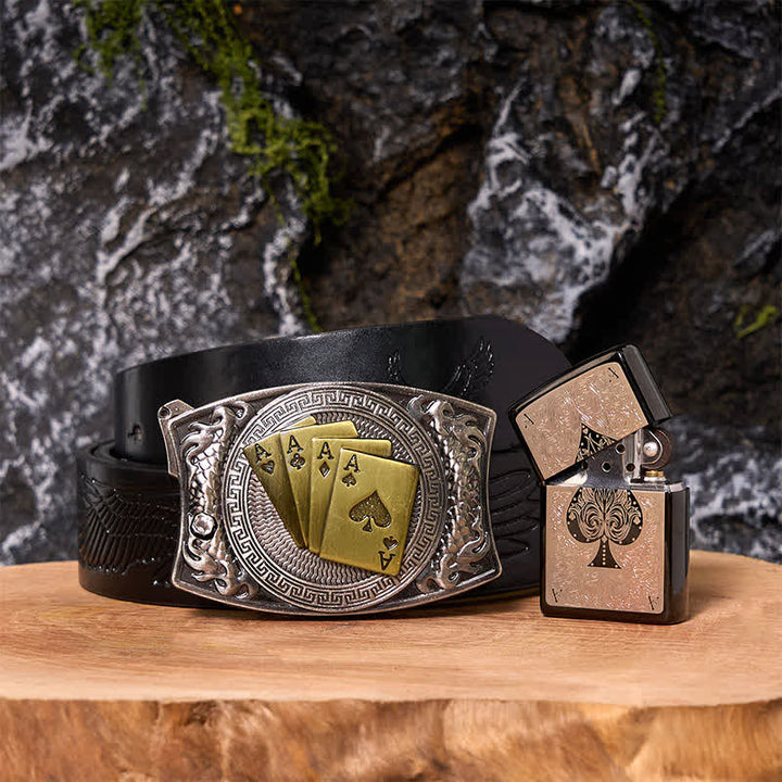 Coffret de bricolage Poker Ace avec couteau caché, boucle de ceinture et briquet Black Ice