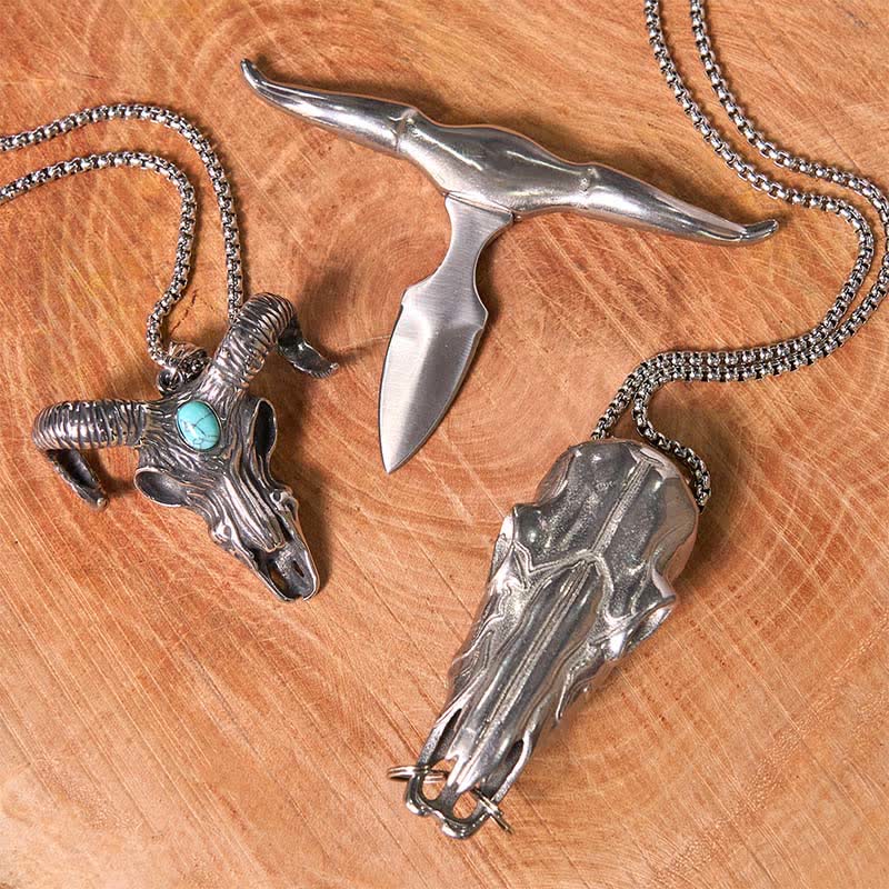 Ensemble de colliers pendentif taureau Longhorn turquoise et corne de bélier - image 5