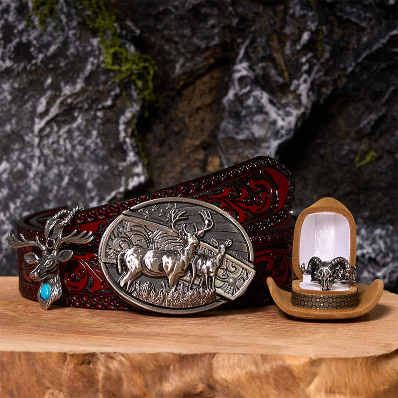 Ensemble de boucles de ceinture à couteau caché avec drapeau de cerf et anneau de chèvre fantôme
