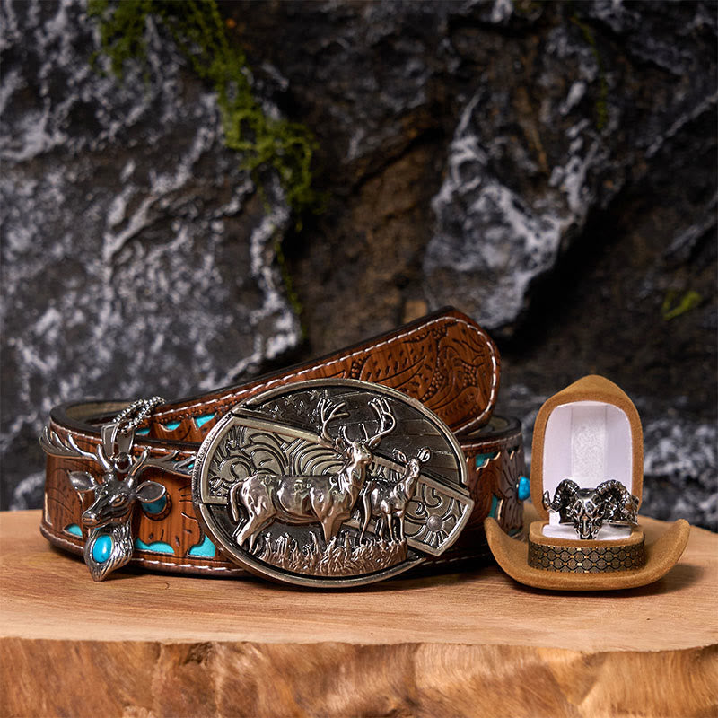 Ensemble de boucles de ceinture à couteau caché avec drapeau de cerf et anneau de chèvre fantôme