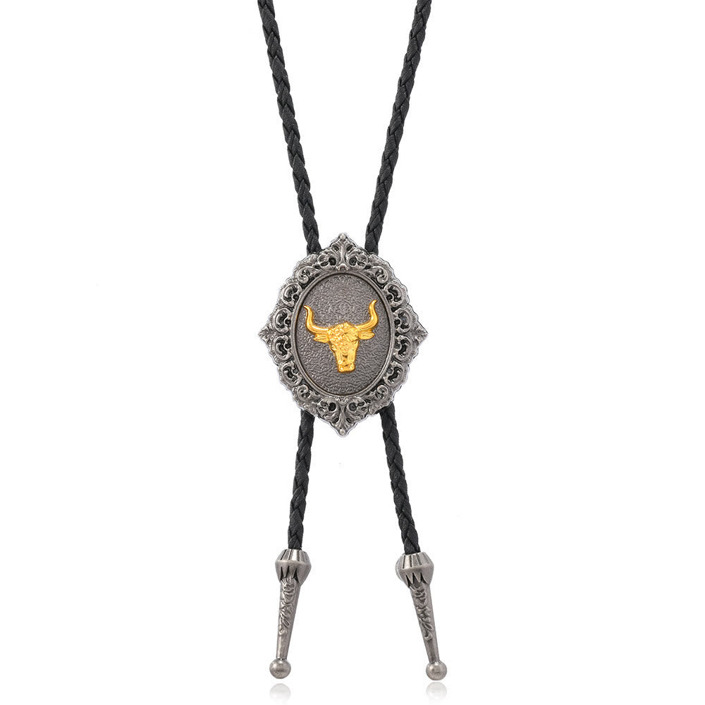 Cravate bolo Western Cowboy Gold Longhorn's Head