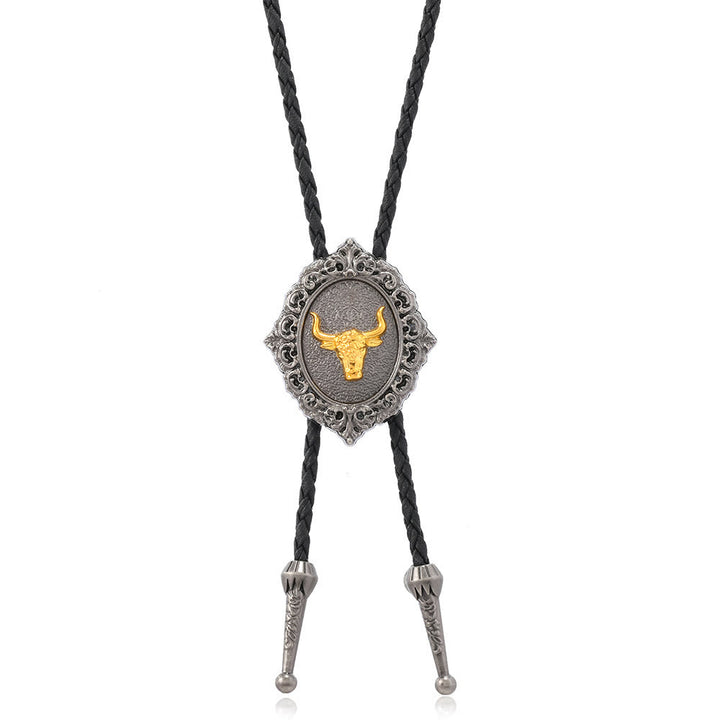 Cravate bolo Western Cowboy Gold Longhorn's Head