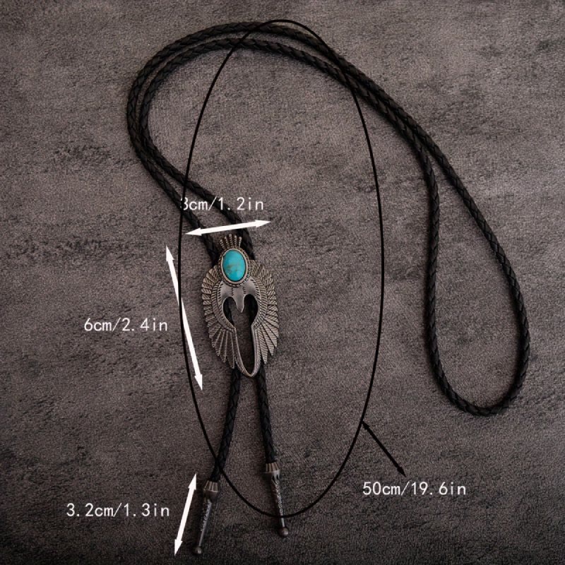 Cravate bolo vintage turquoise avec ailes d'ange