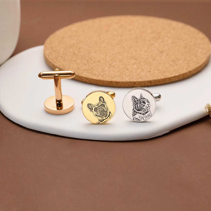 1 paire de boutons de manchette personnalisés avec portrait d'animal de compagnie