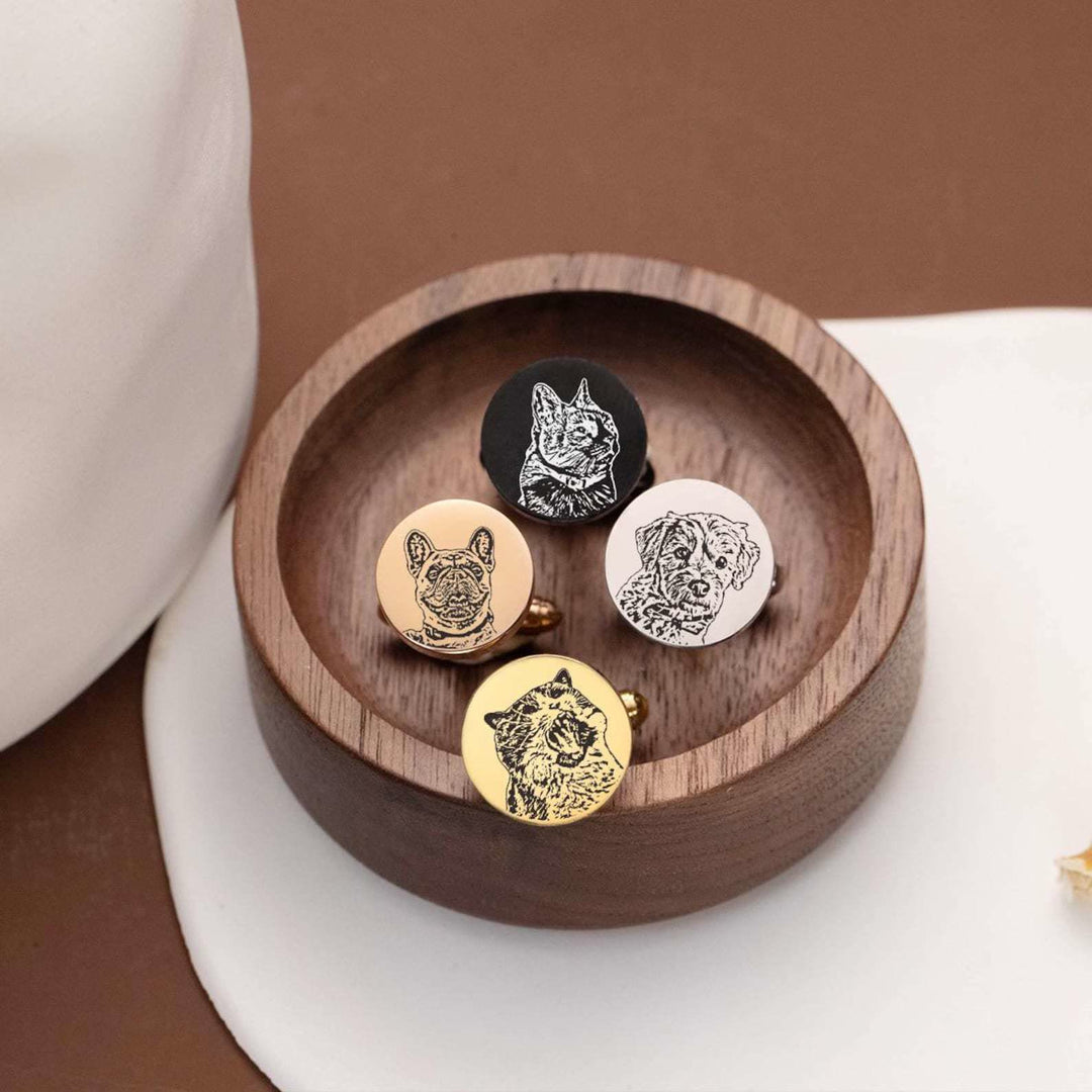 1 paire de boutons de manchette personnalisés avec portrait d'animal de compagnie