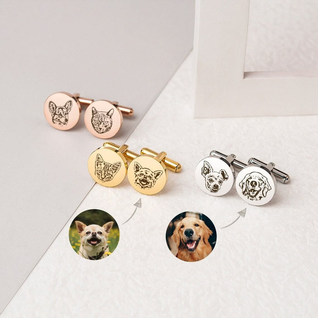 1 paire de boutons de manchette personnalisés avec portrait d'animal de compagnie