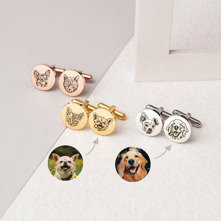 1 paire de boutons de manchette personnalisés avec portrait d'animal de compagnie