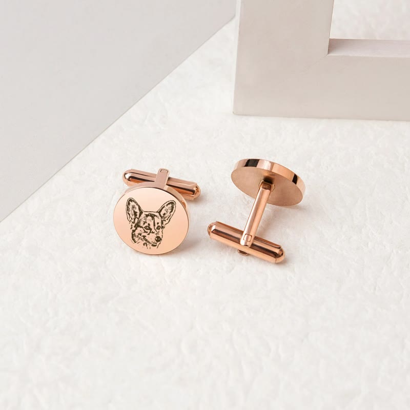 1 paire de boutons de manchette personnalisés avec portrait d'animal de compagnie - Or rose - image 8