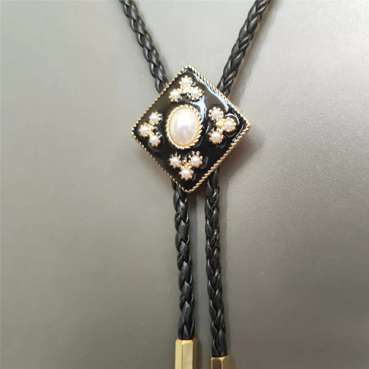 Cravate bolo en perles style cowboy western, cadeau de mariage