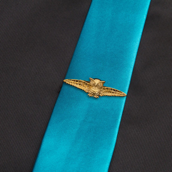 Pince à cravate hibou volant doré pour homme