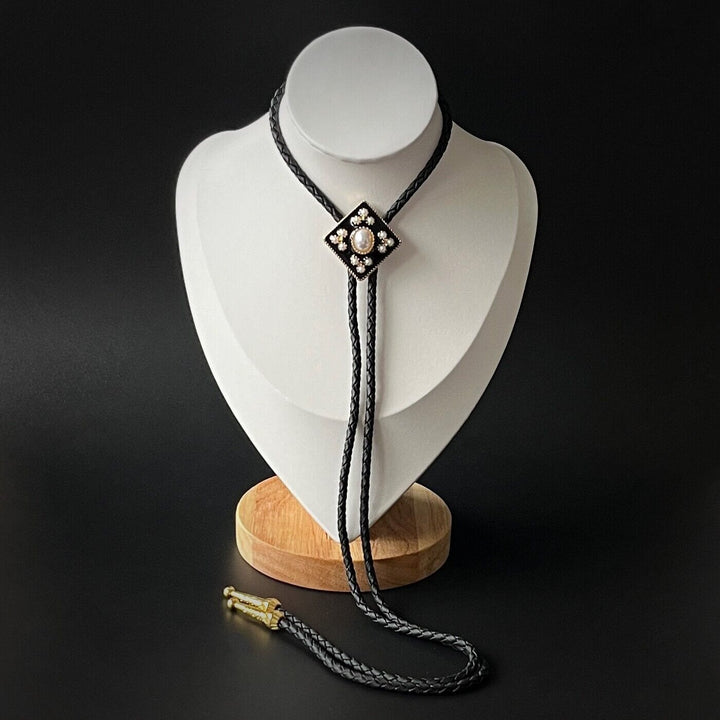 Cravate bolo en perles style cowboy western, cadeau de mariage