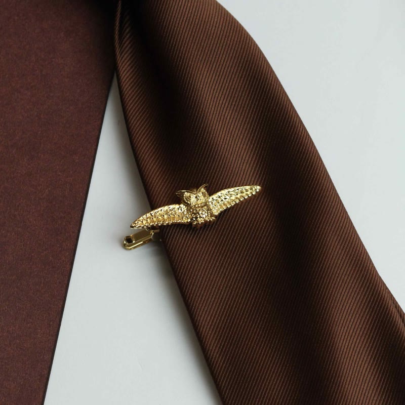 Pince à cravate hibou volant doré pour homme - image 2