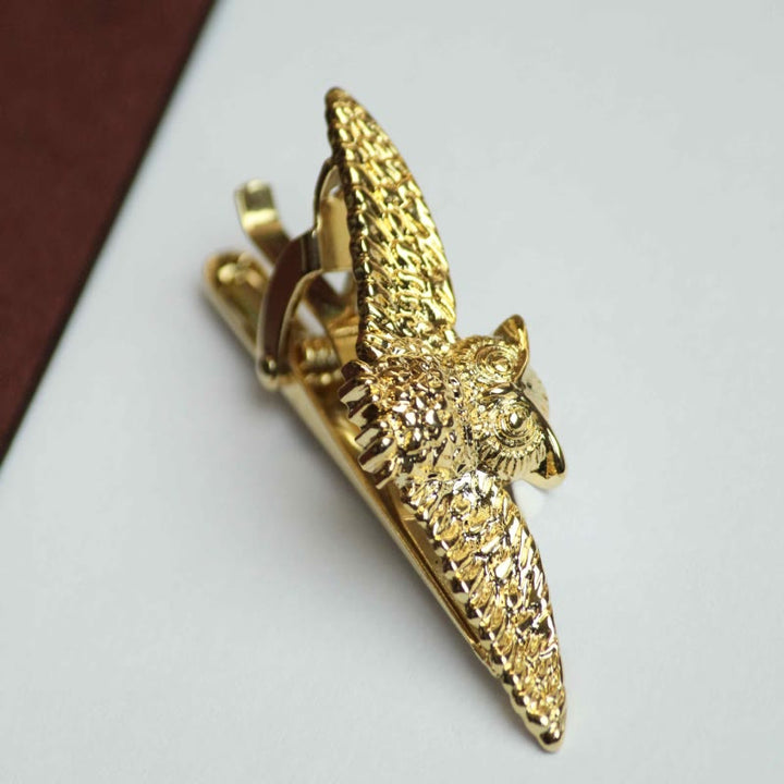 Pince à cravate hibou volant doré pour homme - image 4