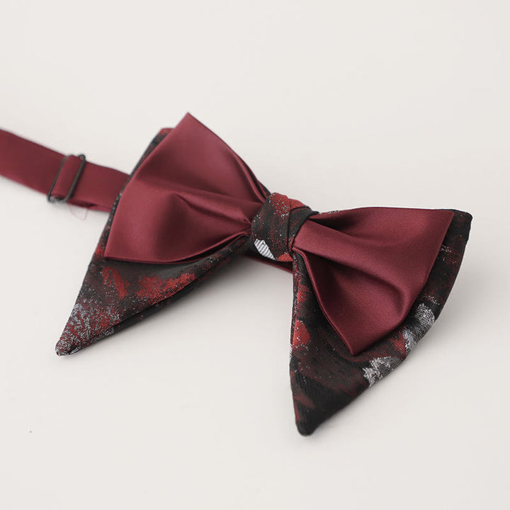Nœud papillon surdimensionné en satin à deux couches ajustable à motif cachemire