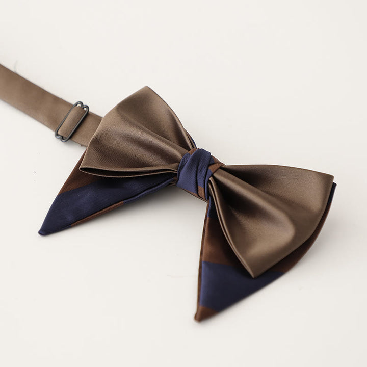 Nœud papillon surdimensionné en satin à deux couches ajustable à motif cachemire