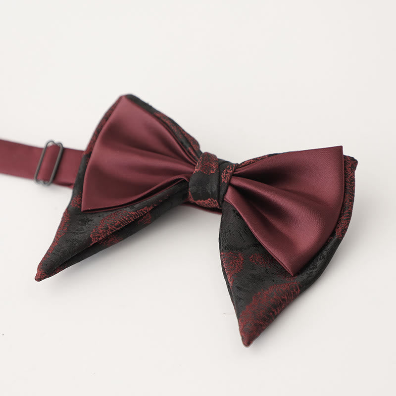 Nœud papillon surdimensionné en satin à deux couches ajustable à motif cachemire
