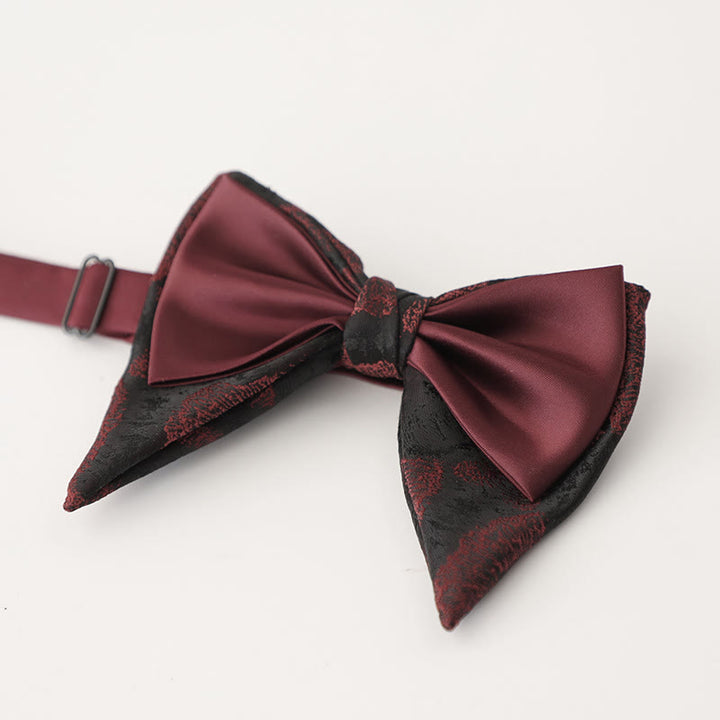 Nœud papillon surdimensionné en satin à deux couches ajustable à motif cachemire