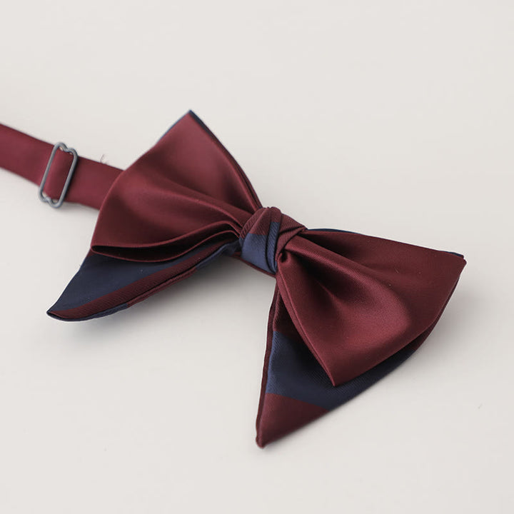 Nœud papillon surdimensionné en satin à deux couches ajustable à motif cachemire