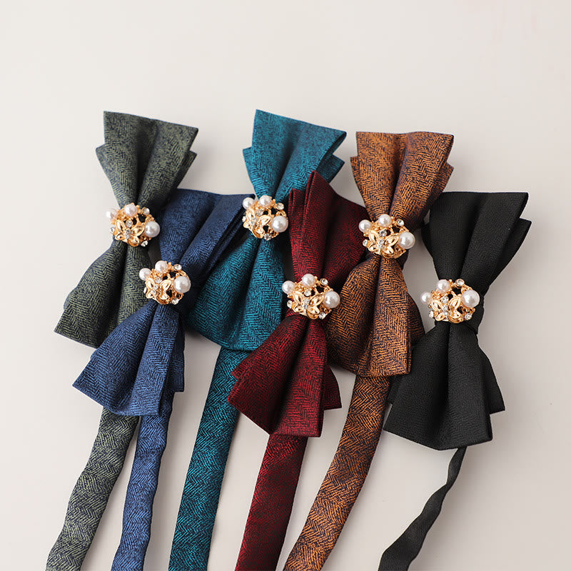 Nœud papillon double épaisseur à bretelles réglables en jacquard perlé