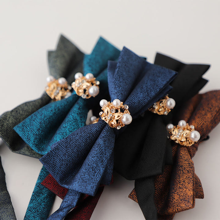 Nœud papillon double épaisseur à bretelles réglables en jacquard perlé