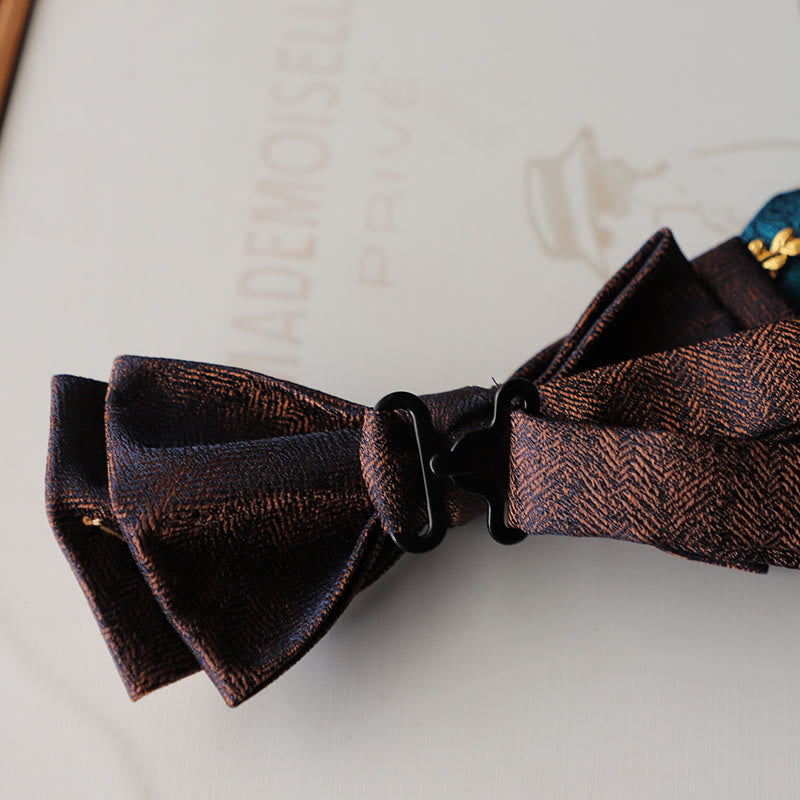 Nœud papillon double épaisseur à bretelles réglables en jacquard Golden Vine