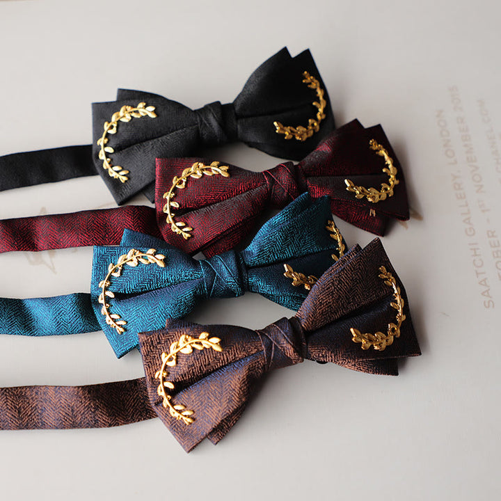 Nœud papillon double épaisseur à bretelles réglables en jacquard Golden Vine