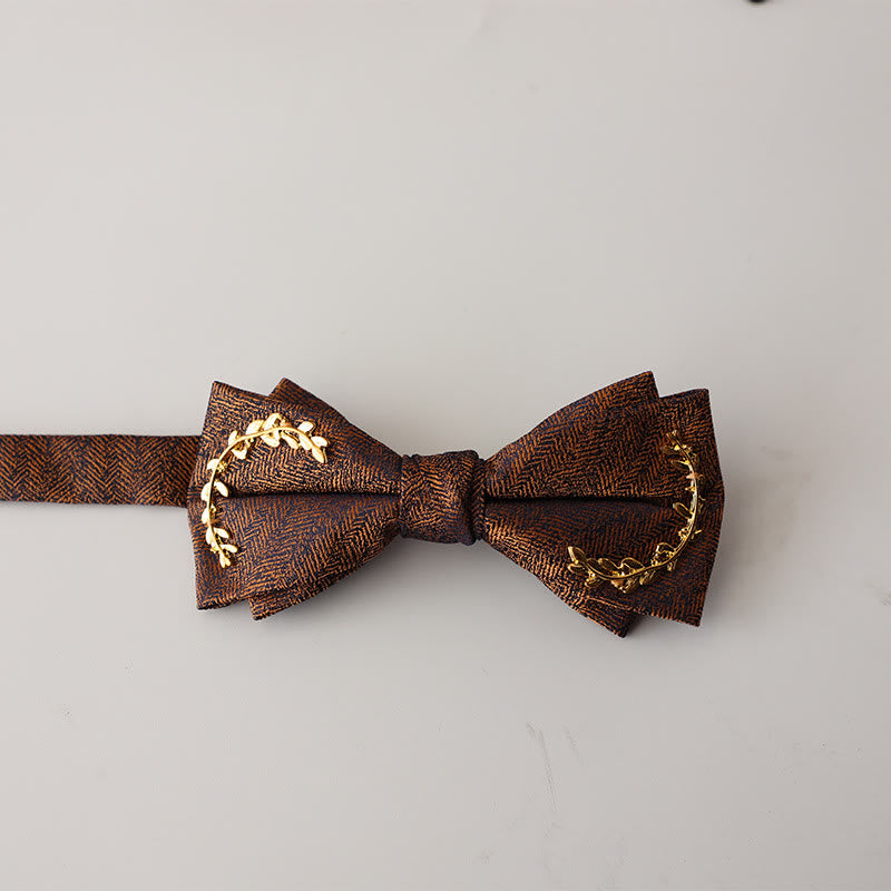 Nœud papillon double épaisseur à bretelles réglables en jacquard Golden Vine