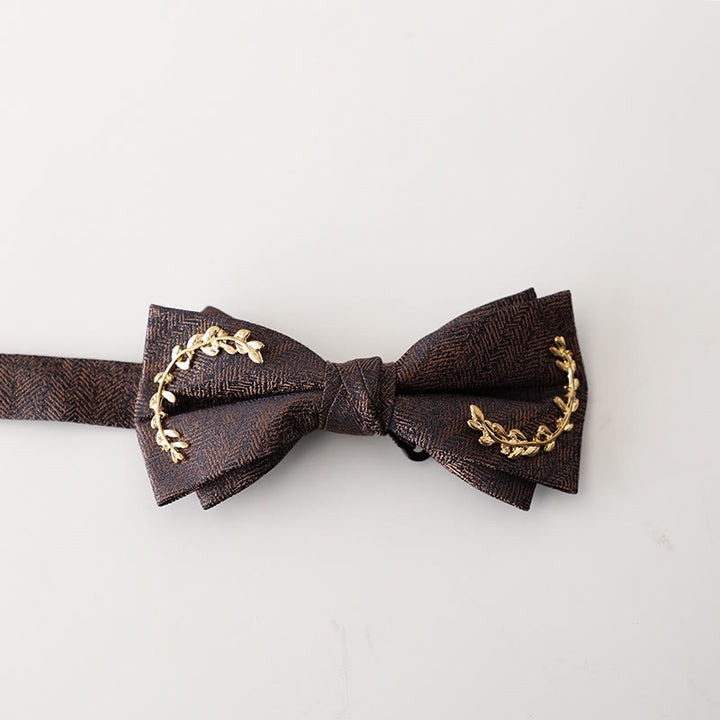 Nœud papillon double épaisseur à bretelles réglables en jacquard Golden Vine