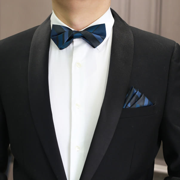 Nœud papillon à rayures bleu acier Noble Navy pour homme - image 7