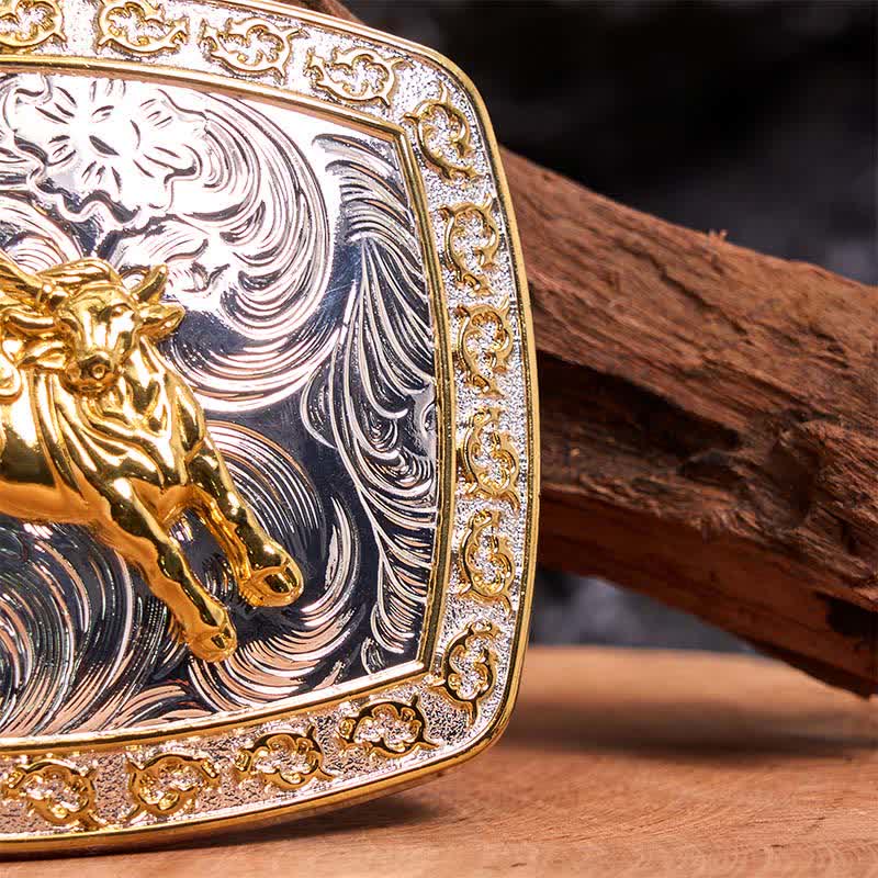 Ceinture en cuir à grande boucle dorée et argentée pour l'équitation - image 5