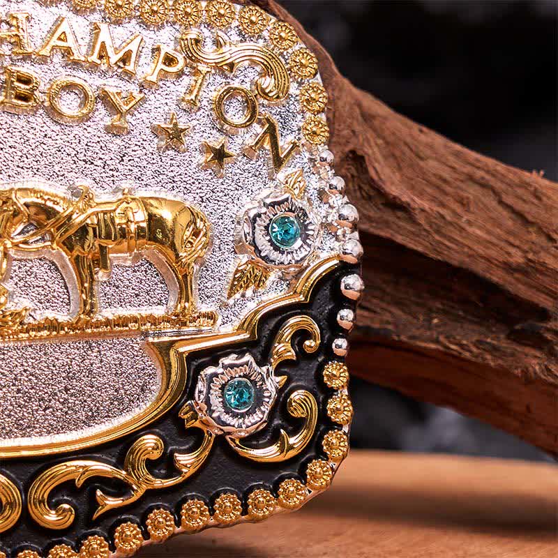 Ceinture en cuir à grande boucle avec croix de prière et motif cowboy champion du monde à faire soi-même - image 5