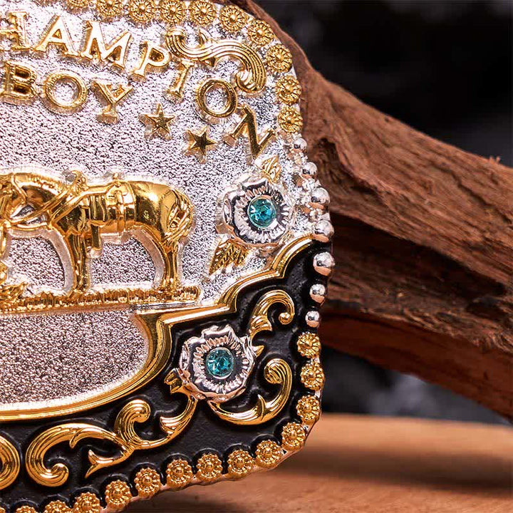 Ceinture en cuir à grande boucle avec croix de prière et motif cowboy champion du monde à faire soi-même - image 5