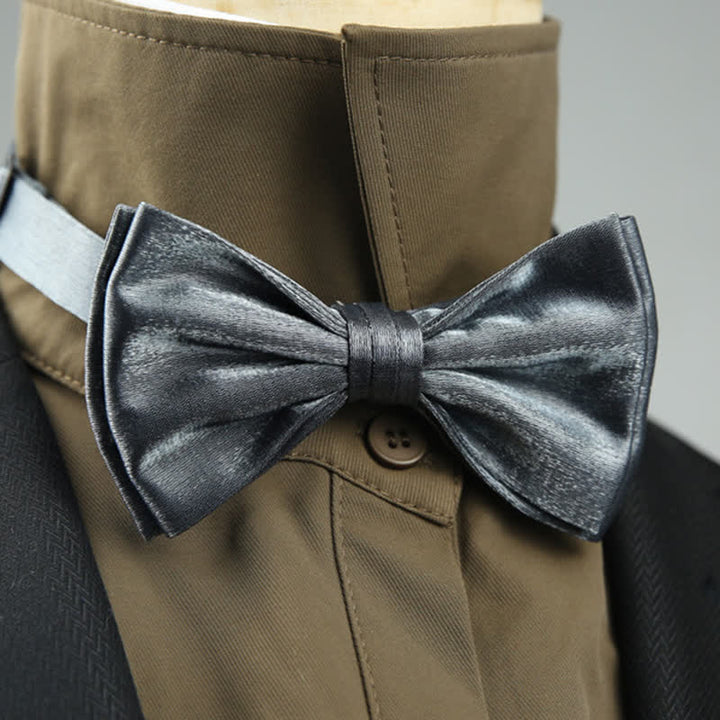 Nœud papillon double épaisseur décontracté pour homme, couleur unie