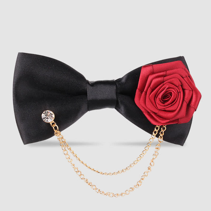 Nœud papillon élégant pour homme avec chaîne en or rose