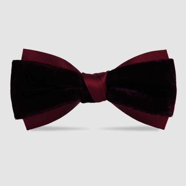 Nœud papillon double épaisseur en velours bicolore pour homme - Rouge - image 0
