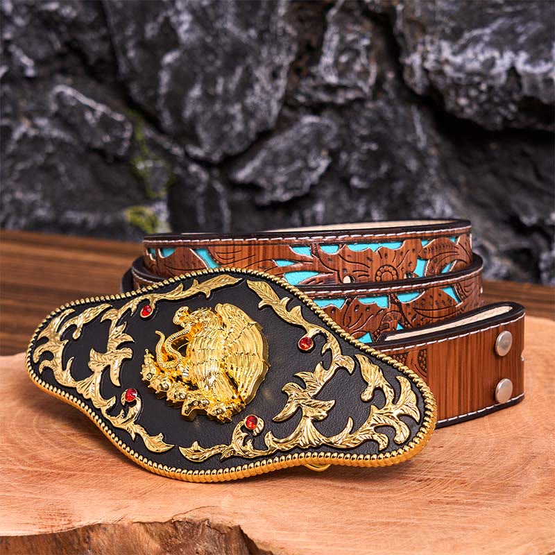 Boucle de ceinture en cuir DIY « Aigle attrapant des serpents »