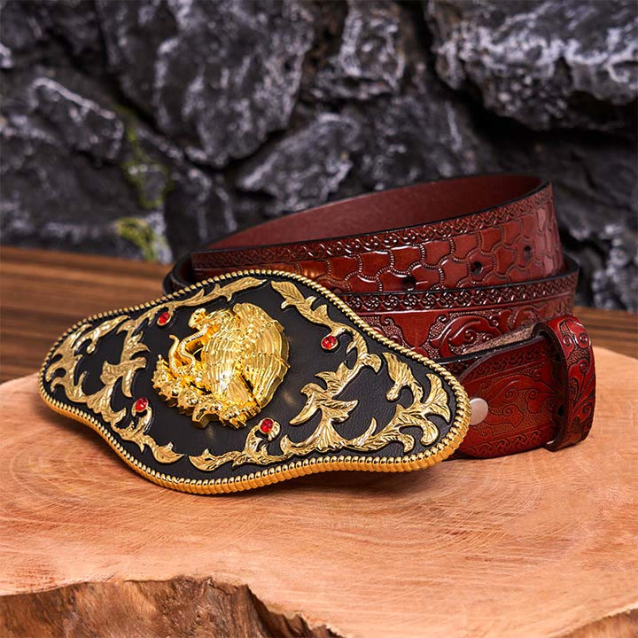 Boucle de ceinture en cuir DIY « Aigle attrapant des serpents »