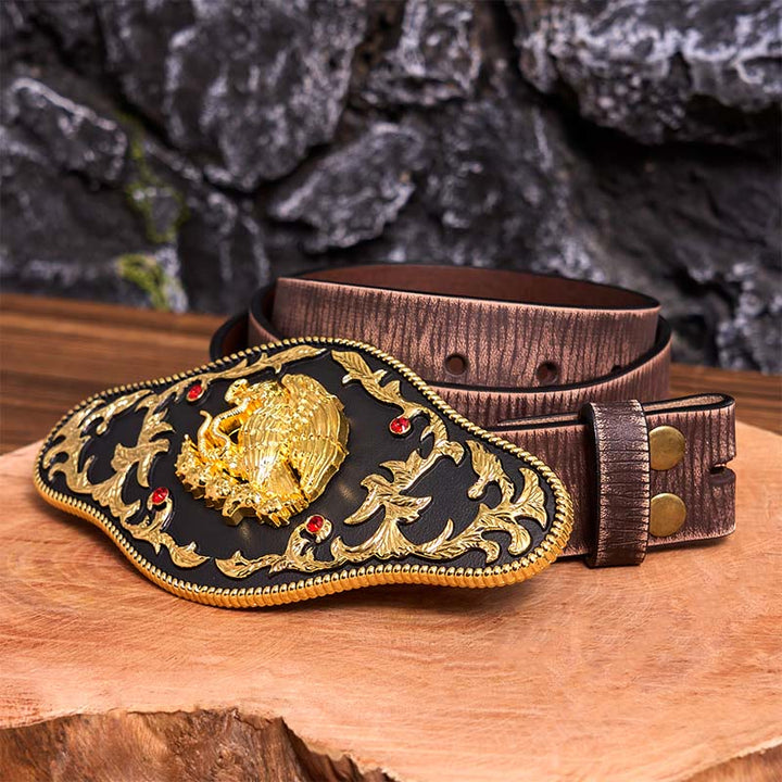 Boucle de ceinture en cuir DIY « Aigle attrapant des serpents »