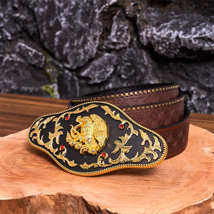Boucle de ceinture en cuir DIY « Aigle attrapant des serpents »