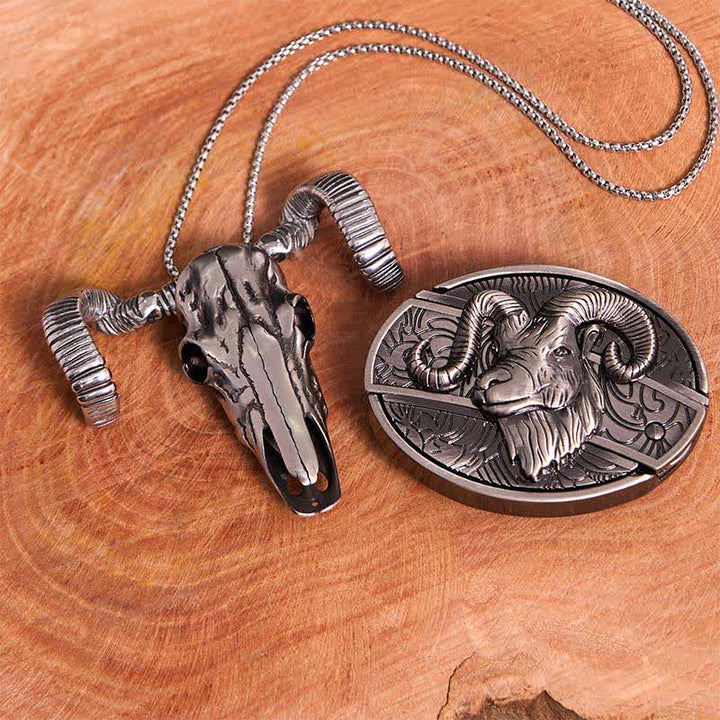 Ensemble de boucles de ceinture, couteau caché, crâne, mouton, pendentif, bricolage